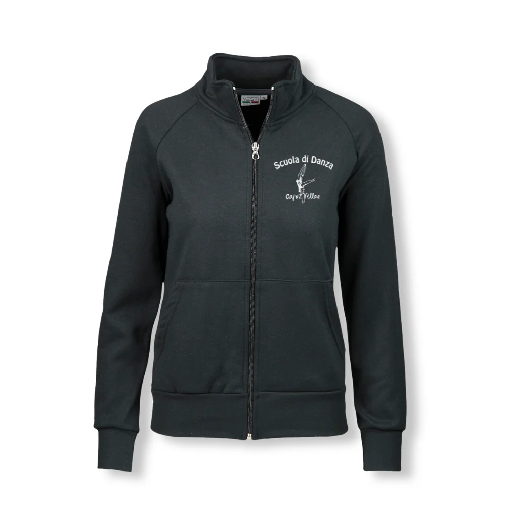 Felpa donna jacket zip lunga - nero - caput villae danza